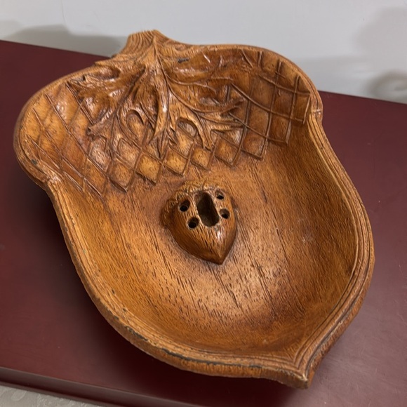 Vtg 1960 Acorn Nut Bowl w/Utensils holder Syroco Wood Resin Multi Prod Inc. - Picture 4 of 4